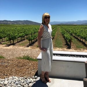 Striped linen romper